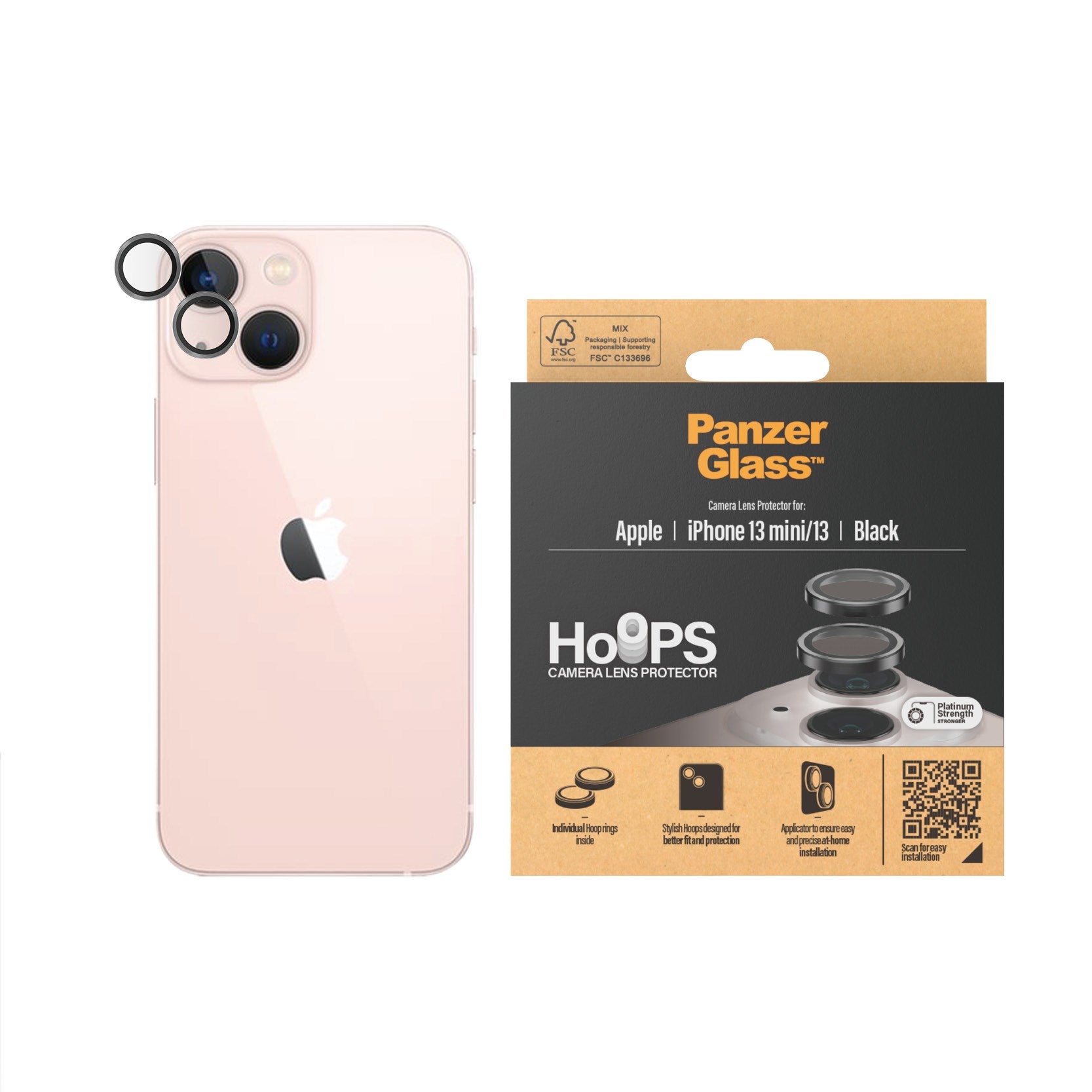 PanzerGlass® Hoops® Black Camera Lens Protector iPhone 13 mini | 13